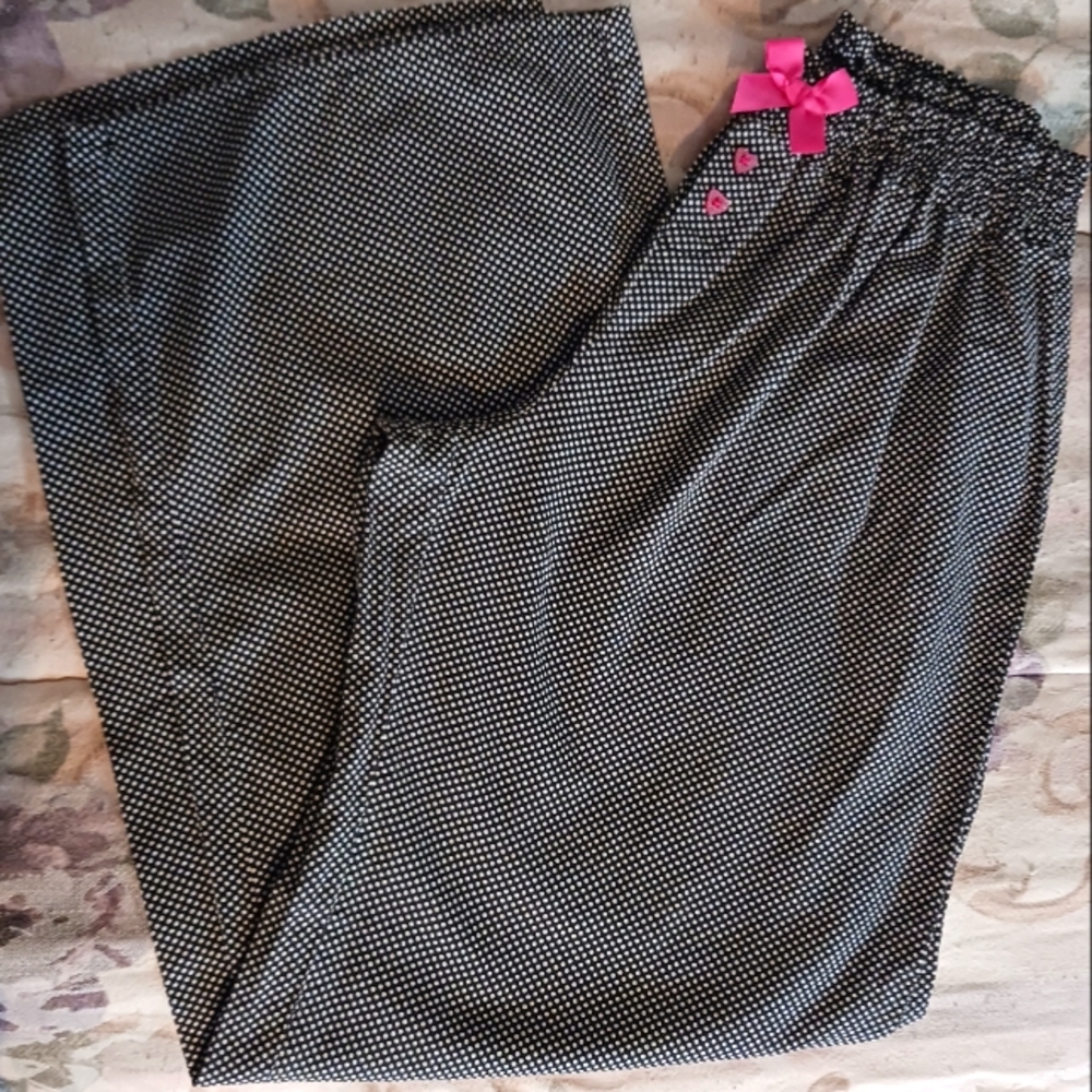 Betsey Johnson Black/White Polka Dot with Pink details PJ Lounge Pants Sz M